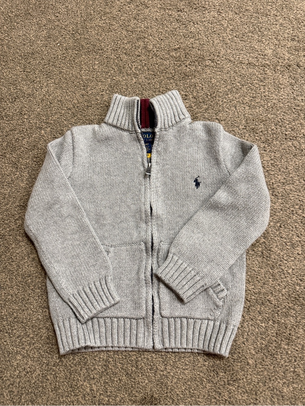 Ralph Lauren Boys' Cotton Full Zip Sweater - Baby size 4T in Grey - Picture 2 of 5